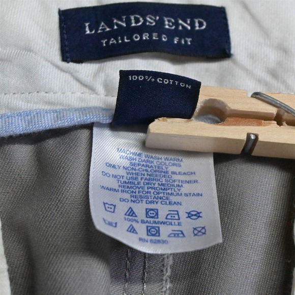 Lands' End 38 x 29 Gray‎ Tailored Fit Flat Front Mens Chino Pants - Picture 4 of 7